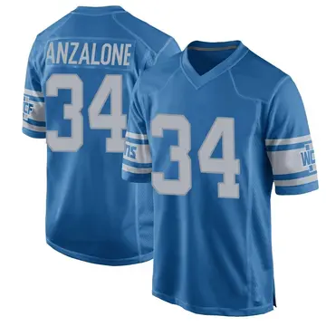 Nike Alex Anzalone Youth Game Detroit Lions Blue Throwback Vapor Untouchable Jersey