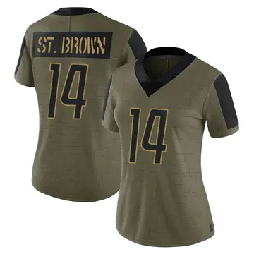 Nike Amon-Ra St. Brown Women's Limited Detroit Lions Olive 2021 Salute To Service Jersey