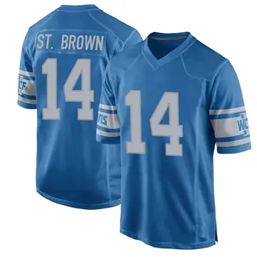 Nike Amon-Ra St. Brown Youth Game Detroit Lions Blue Throwback Vapor Untouchable Jersey