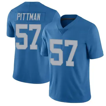 Nike Anthony Pittman Men's Limited Detroit Lions Blue Throwback Vapor Untouchable Jersey