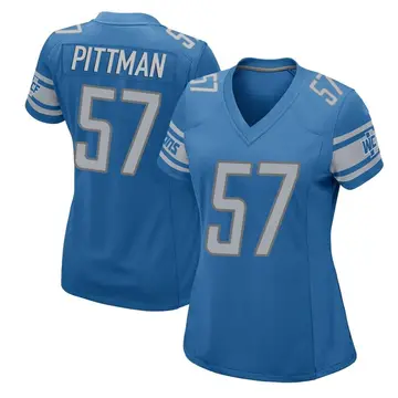 Nike Anthony Pittman Women's Game Detroit Lions Blue Team Color Jersey