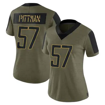 Nike Anthony Pittman Women's Limited Detroit Lions Olive 2021 Salute To Service Jersey