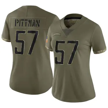 Nike Anthony Pittman Women's Limited Detroit Lions Olive 2022 Salute To Service Jersey