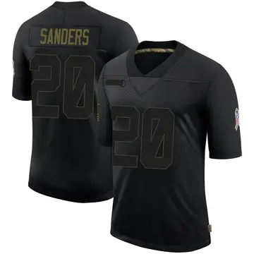 Nike Barry Sanders Men's Limited Detroit Lions Black 2020 Salute To Service Jersey