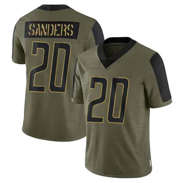 Nike Barry Sanders Men's Limited Detroit Lions Olive 2021 Salute To Service Jersey