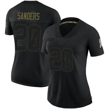 Nike Barry Sanders Women's Limited Detroit Lions Black 2020 Salute To Service Jersey