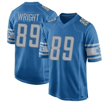 Nike Brock Wright Men's Game Detroit Lions Blue Team Color Jersey