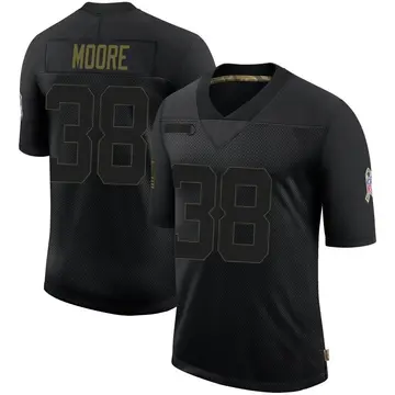 Nike C.J. Moore Men's Limited Detroit Lions Black 2020 Salute To Service Jersey