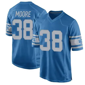 Nike C.J. Moore Youth Game Detroit Lions Blue Throwback Vapor Untouchable Jersey