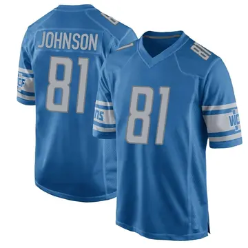 Nike Calvin Johnson Men's Game Detroit Lions Blue Team Color Jersey