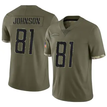 Nike Calvin Johnson Men's Limited Detroit Lions Olive 2022 Salute To Service Jersey