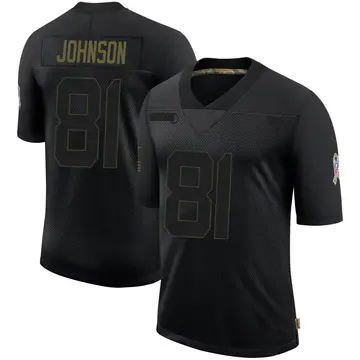 Nike Calvin Johnson Youth Limited Detroit Lions Black 2020 Salute To Service Jersey