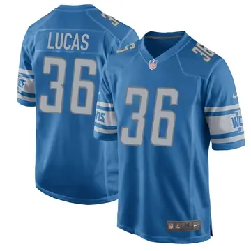 Nike Chase Lucas Men's Game Detroit Lions Blue Team Color Jersey