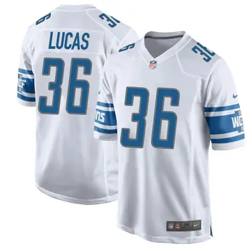 Nike Chase Lucas Men's Game Detroit Lions White Jersey