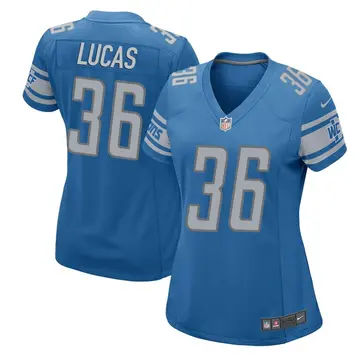 Nike Chase Lucas Women's Game Detroit Lions Blue Team Color Jersey