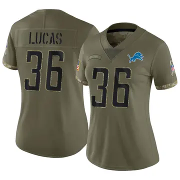 Nike Chase Lucas Women's Limited Detroit Lions Olive 2022 Salute To Service Jersey