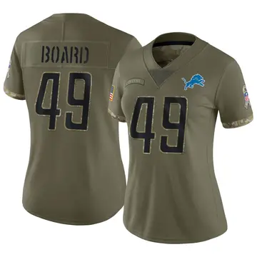 Nike Chris Board Women's Limited Detroit Lions Olive 2022 Salute To Service Jersey