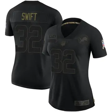 Nike D'Andre Swift Women's Limited Detroit Lions Black 2020 Salute To Service Jersey