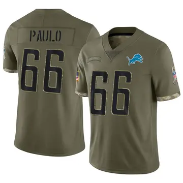 Nike Darrin Paulo Men's Limited Detroit Lions Olive 2022 Salute To Service Jersey