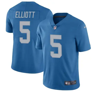 Nike DeShon Elliott Men's Limited Detroit Lions Blue Throwback Vapor Untouchable Jersey