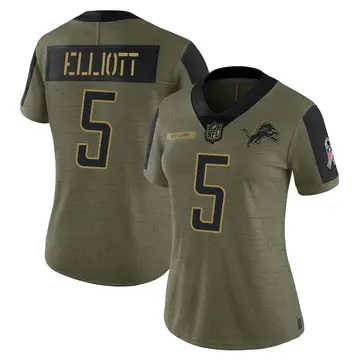 Nike DeShon Elliott Women's Limited Detroit Lions Olive 2021 Salute To Service Jersey