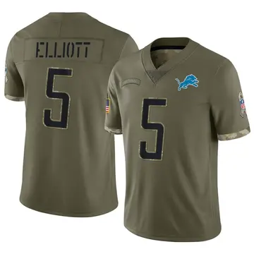 Nike DeShon Elliott Youth Limited Detroit Lions Olive 2022 Salute To Service Jersey