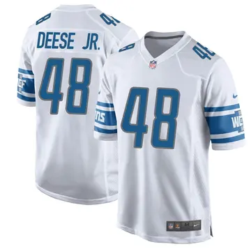 Nike Derrick Deese Jr. Men's Game Detroit Lions White Jersey