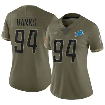 Nike Eric Banks Women's Limited Detroit Lions Olive 2022 Salute To Service Jersey