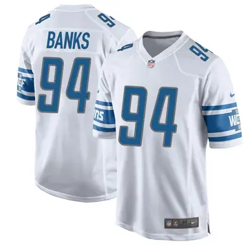 Nike Eric Banks Youth Game Detroit Lions White Jersey