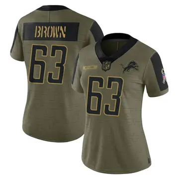 Nike Evan Brown Women's Limited Detroit Lions Olive 2021 Salute To Service Jersey