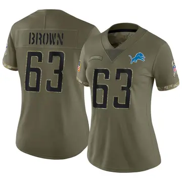 Nike Evan Brown Women's Limited Detroit Lions Olive 2022 Salute To Service Jersey