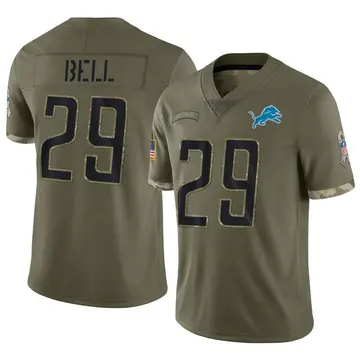 Nike Greg Bell Men's Limited Detroit Lions Olive 2022 Salute To Service Jersey