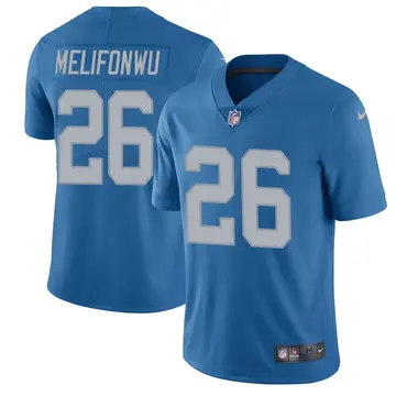 Nike Ifeatu Melifonwu Men's Limited Detroit Lions Blue Throwback Vapor Untouchable Jersey