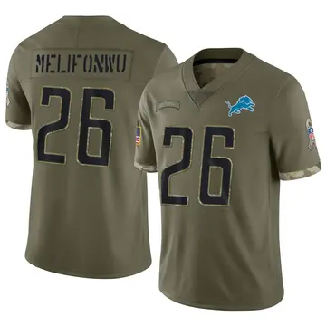 Nike Ifeatu Melifonwu Men's Limited Detroit Lions Olive 2022 Salute To Service Jersey