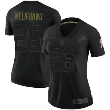 Nike Ifeatu Melifonwu Women's Limited Detroit Lions Black 2020 Salute To Service Jersey