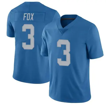 Nike Jack Fox Men's Limited Detroit Lions Blue Throwback Vapor Untouchable Jersey