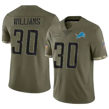 Nike Jamaal Williams Men's Limited Detroit Lions Olive 2022 Salute To Service Jersey