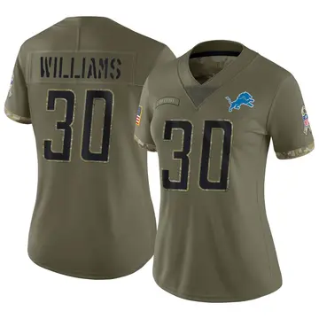 Nike Jamaal Williams Women's Limited Detroit Lions Olive 2022 Salute To Service Jersey