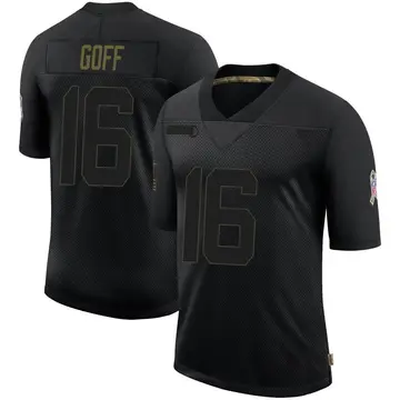 Nike Jared Goff Men's Limited Detroit Lions Black 2020 Salute To Service Jersey