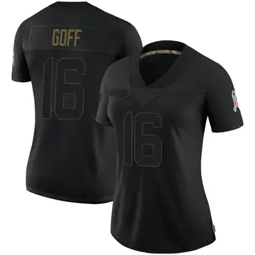 Nike Jared Goff Women's Limited Detroit Lions Black 2020 Salute To Service Jersey