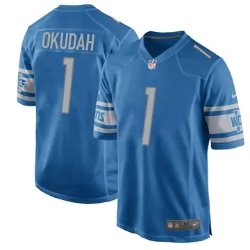 Nike Jeff Okudah Men's Game Detroit Lions Blue Team Color Jersey