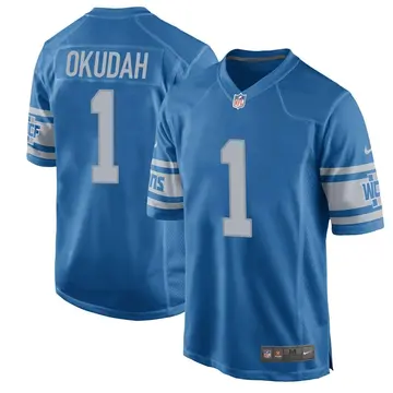 Nike Jeff Okudah Men's Game Detroit Lions Blue Throwback Vapor Untouchable Jersey