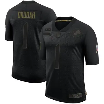 Nike Jeff Okudah Men's Limited Detroit Lions Black 2020 Salute To Service Jersey