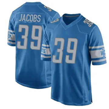 Nike Jerry Jacobs Men's Game Detroit Lions Blue Team Color Jersey
