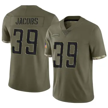 Nike Jerry Jacobs Men's Limited Detroit Lions Olive 2022 Salute To Service Jersey