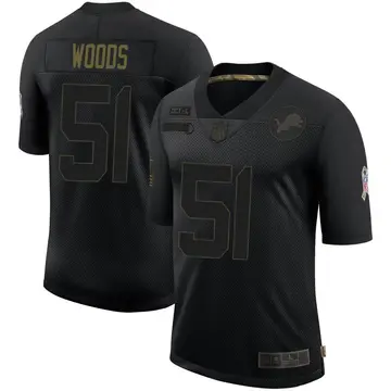 Nike Josh Woods Men's Limited Detroit Lions Black 2020 Salute To Service Jersey