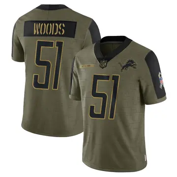 Nike Josh Woods Men's Limited Detroit Lions Olive 2021 Salute To Service Jersey