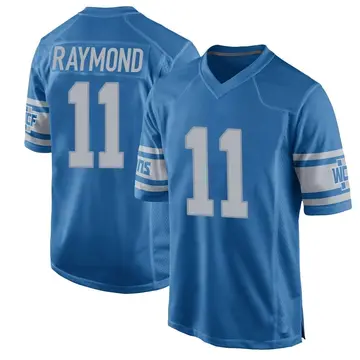 Nike Kalif Raymond Men's Game Detroit Lions Blue Throwback Vapor Untouchable Jersey