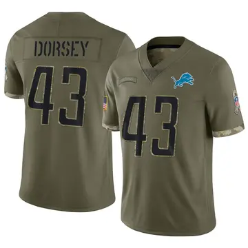 Nike Khalil Dorsey Men's Limited Detroit Lions Olive 2022 Salute To Service Jersey