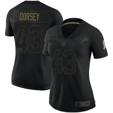 Nike Khalil Dorsey Women's Limited Detroit Lions Black 2020 Salute To Service Jersey